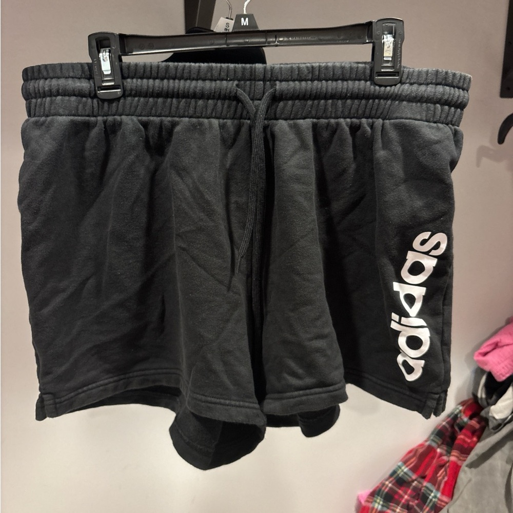 Adidas Charcoal Gray Shorts with White Logo